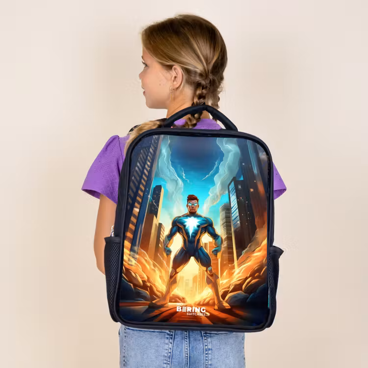 Kids backpack - Black - City superhero — 4