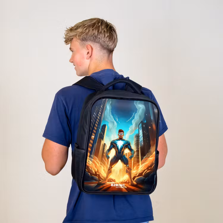 Kids backpack - Black - City superhero — 5