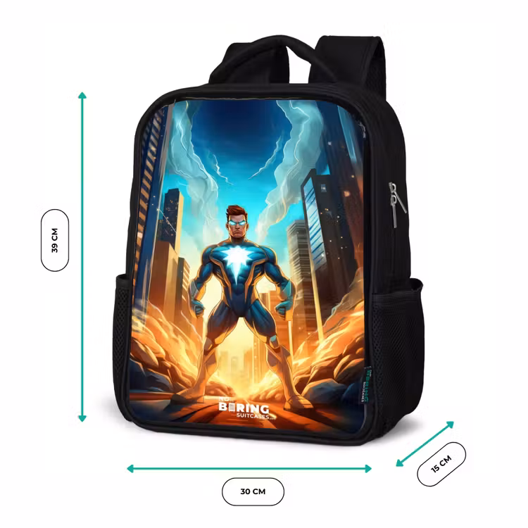 Kids backpack - Black - City superhero — 8