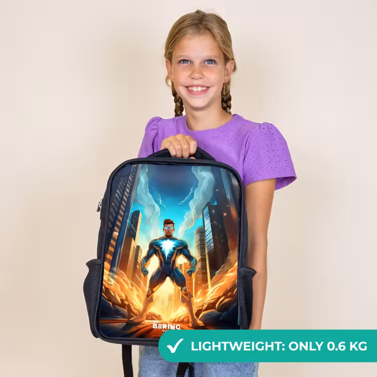 Kids backpack - Black - City superhero — 9
