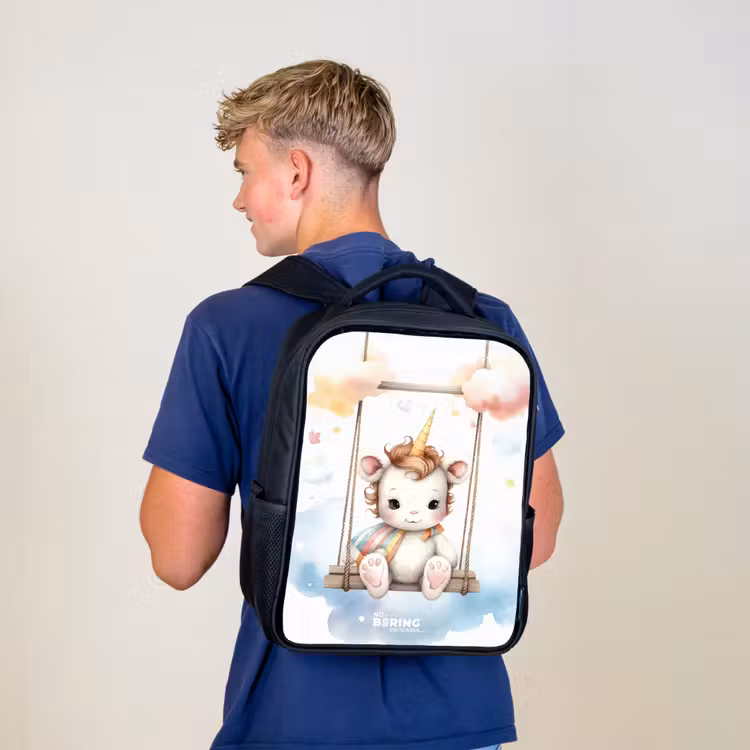 Kids backpack - Black - Rocking baby unicorn — 5