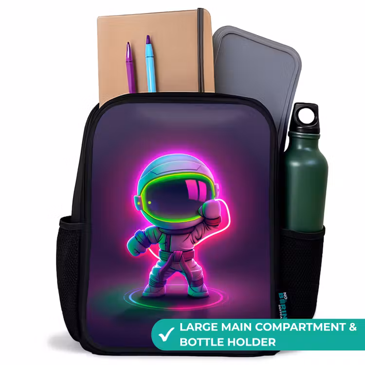 Kids backpack - Black - Space karate neon — 10
