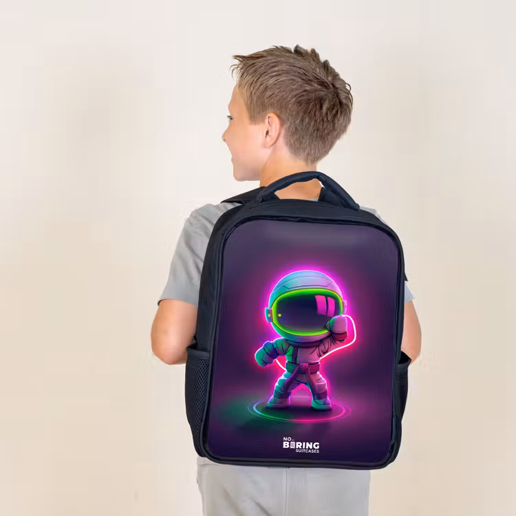 Kids backpack - Black - Space karate neon — 2