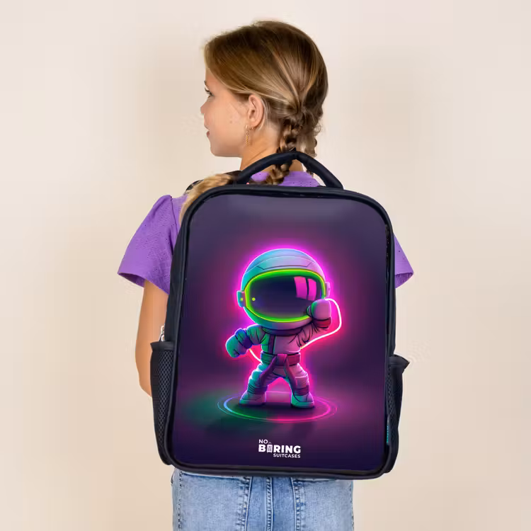 Kids backpack - Black - Space karate neon — 4