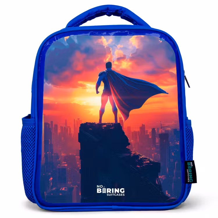 Kids backpack - Blue - Skyscraper superhero — 1