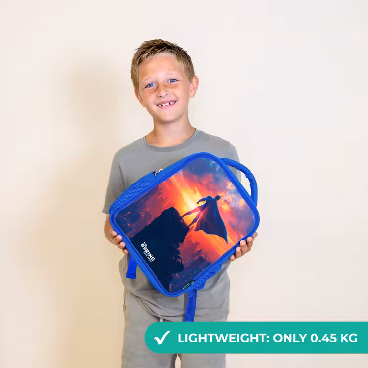 Kids backpack - Blue - Skyscraper superhero — 3