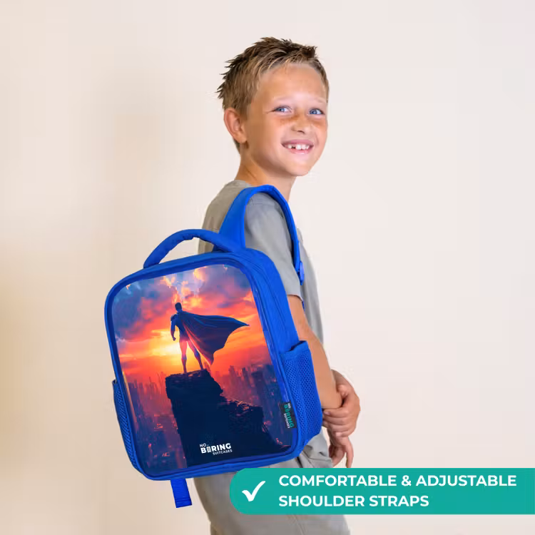 Kids backpack - Blue - Skyscraper superhero — 4