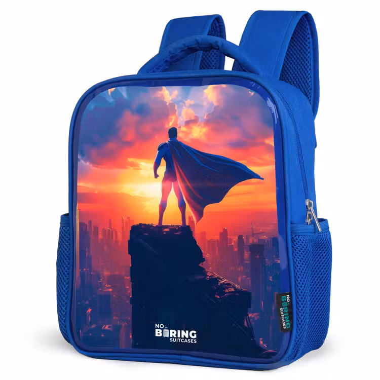 Kids backpack - Blue - Skyscraper superhero — 7