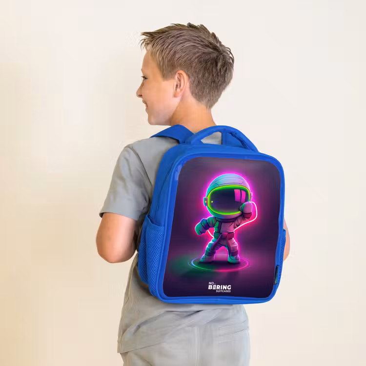 Kids backpack - Blue - Space karate neon — 2