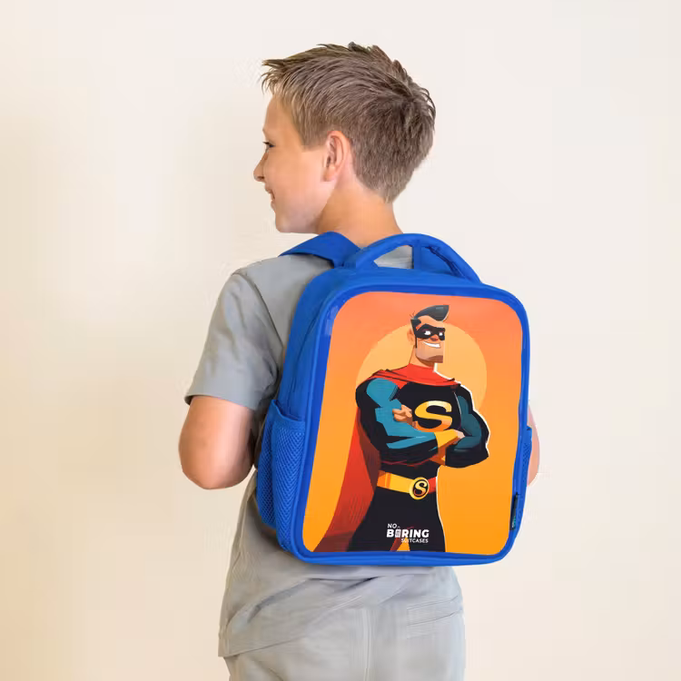 Kids backpack - Blue - Sunny superhero — 2
