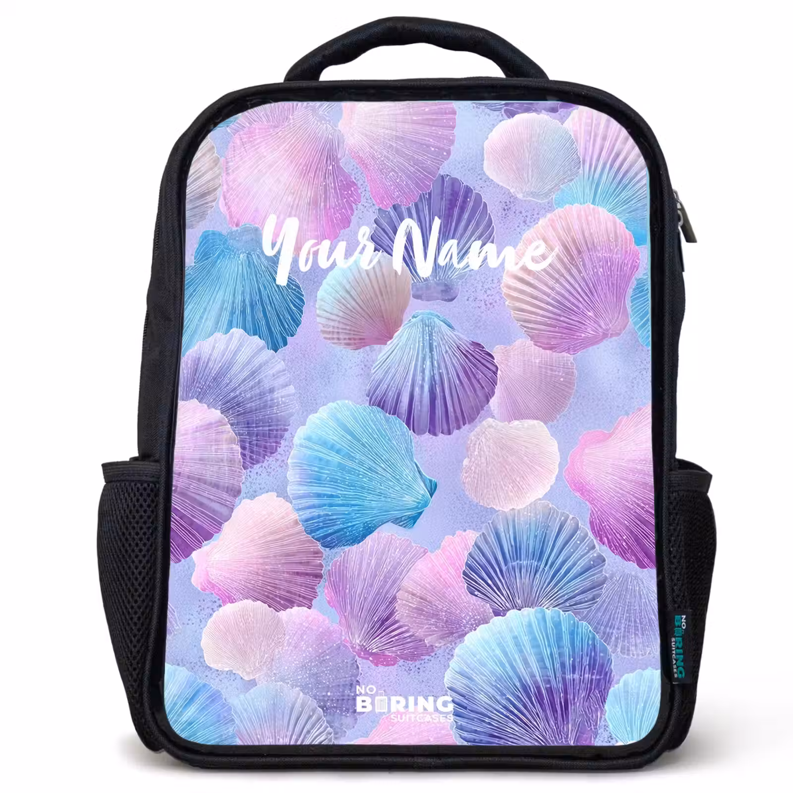 Kids backpack - Black - Colored shells on a purple background — 1