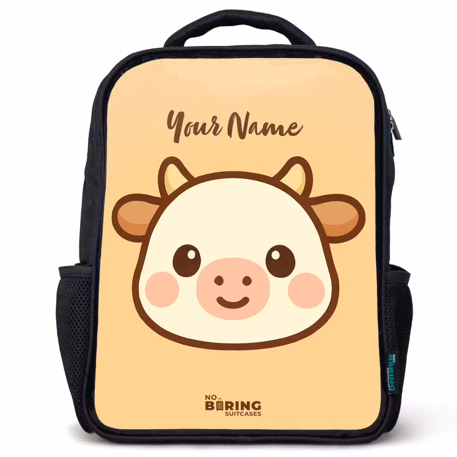 Kids backpack - Black - Kawai - Cow - Brown — 1