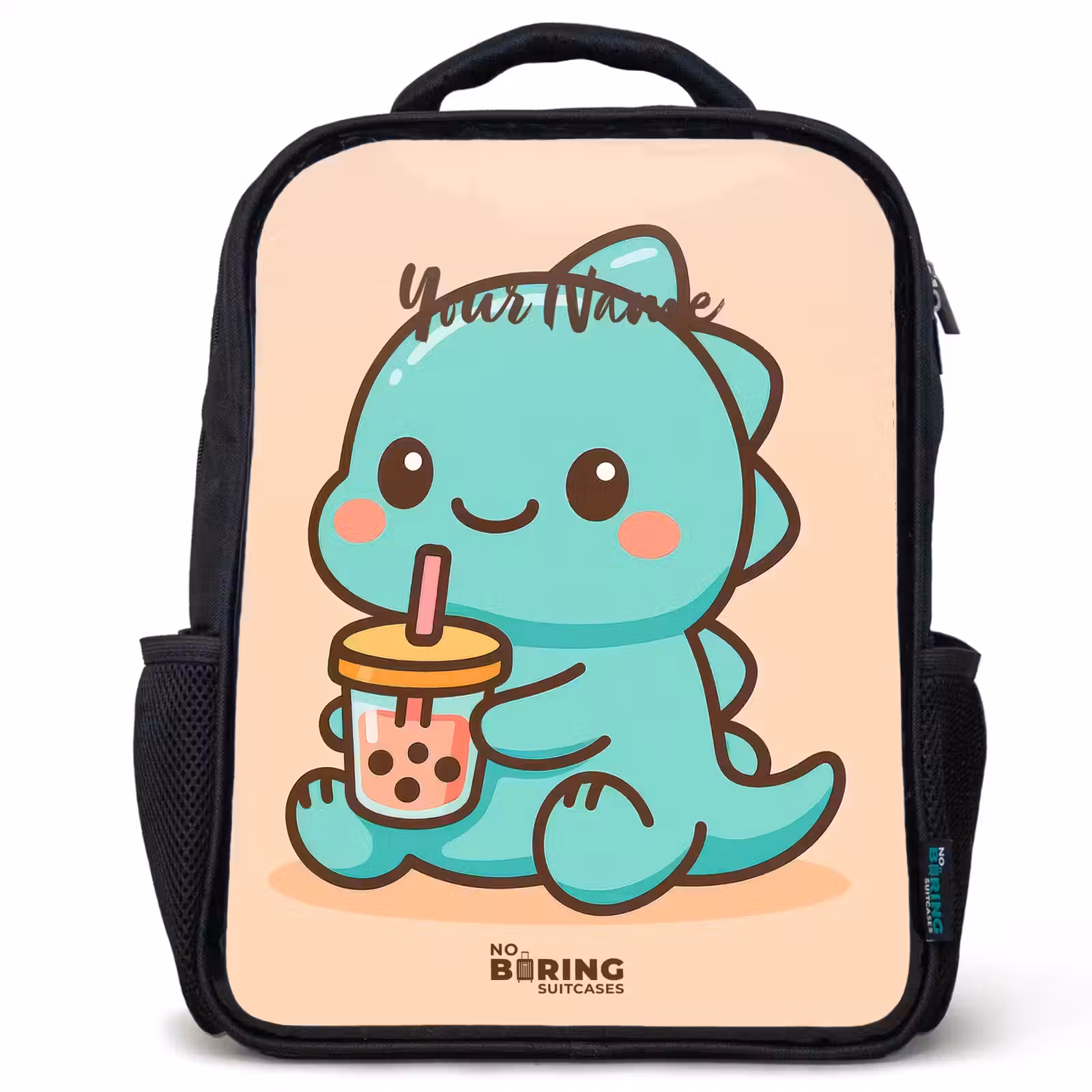 Kids backpack - Black - Kawai - Dino - Bubbletea — 1