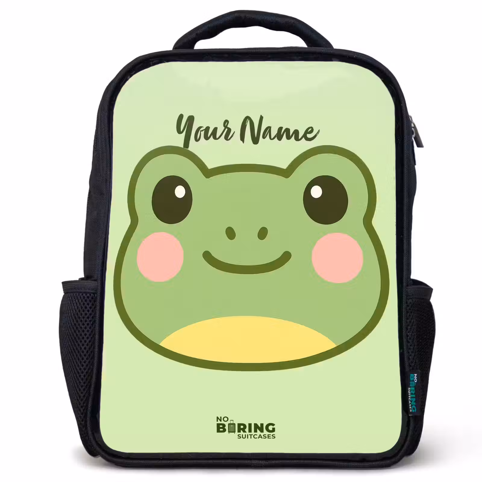 Kids backpack - Black - Kawai - Frog - Green — 1