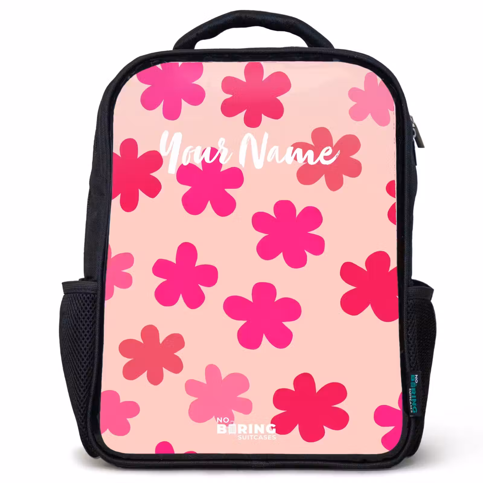 Kids backpack - Black - Pink flowers — 1