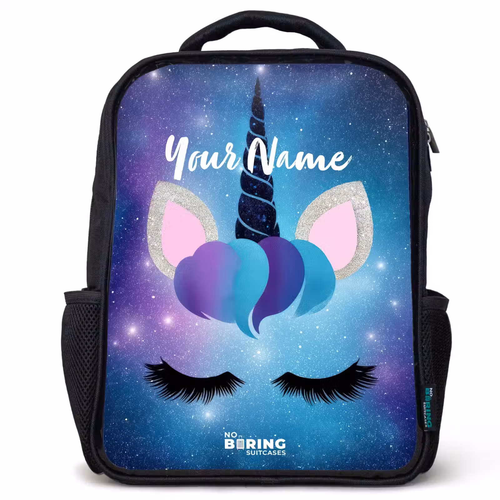 Kids backpack - Black - Unicorn on a starry sky background — 1