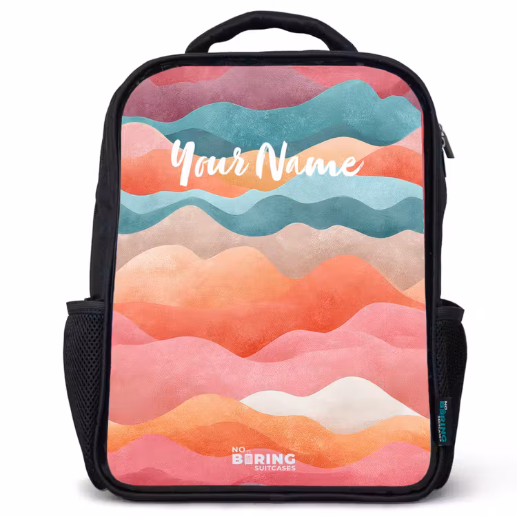 Kids backpack - Black - Abstract waves — 1