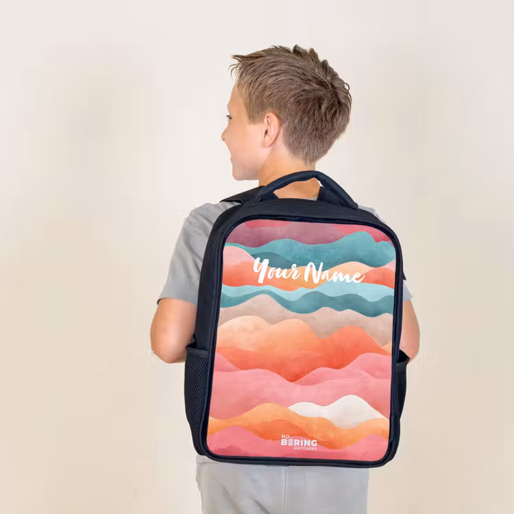 Kids backpack - Black - Abstract waves — 2