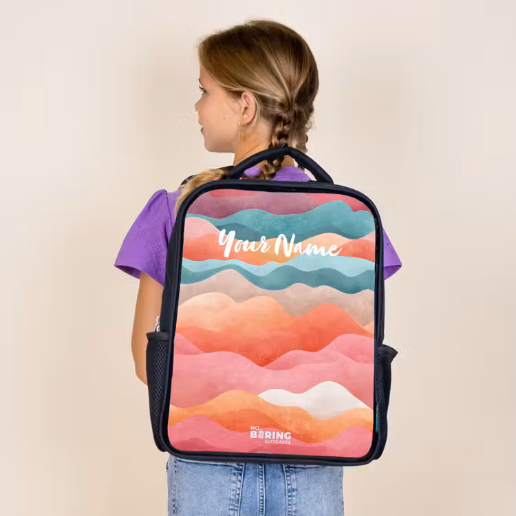 Kids backpack - Black - Abstract waves — 4