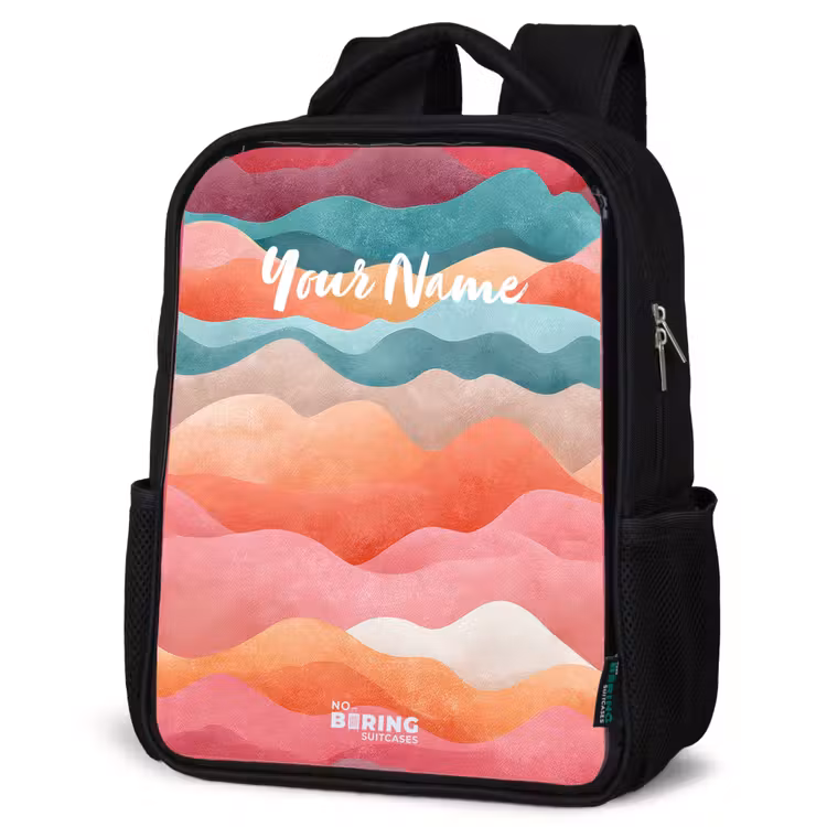 Kids backpack - Black - Abstract waves — 6
