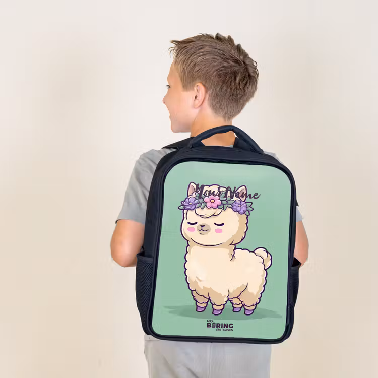 Kids backpack - Black - Kawai - Alpaca - Green — 2