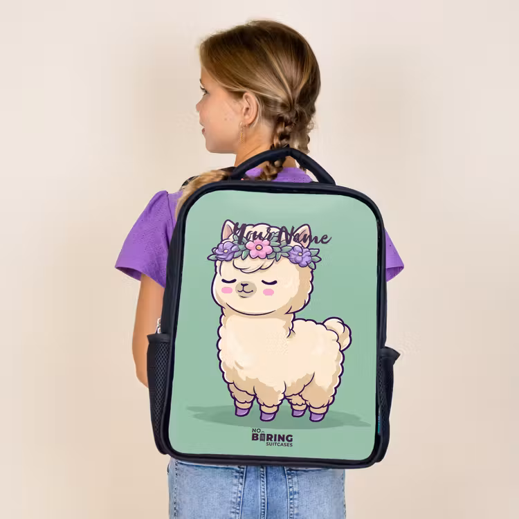 Kids backpack - Black - Kawai - Alpaca - Green — 4
