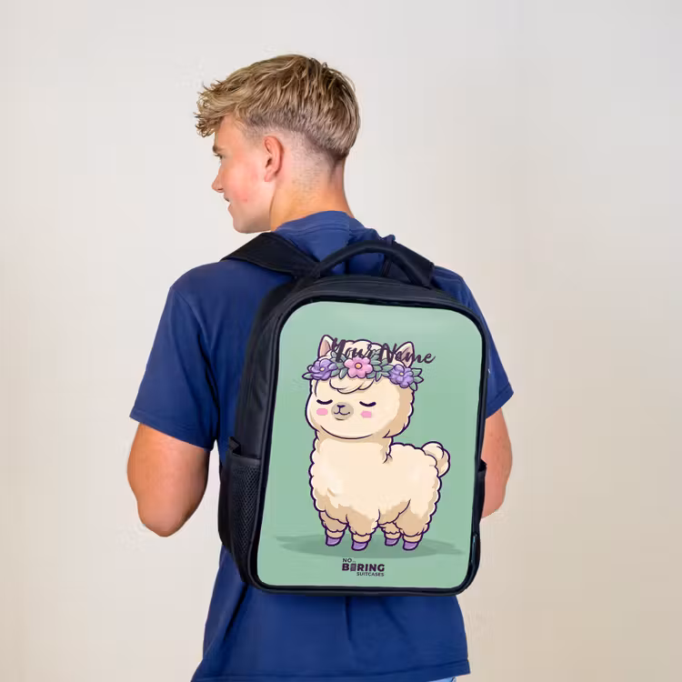 Kids backpack - Black - Kawai - Alpaca - Green — 5