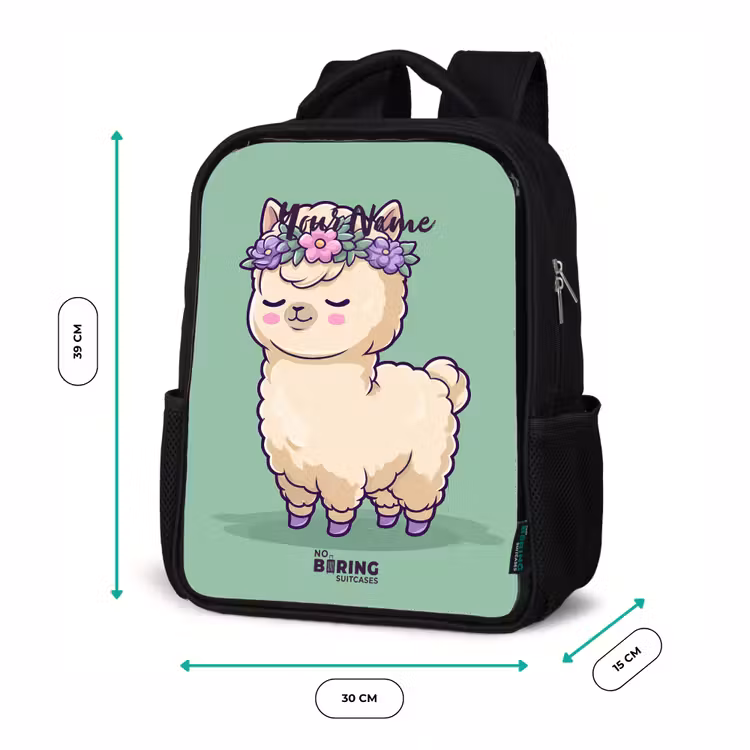 Kids backpack - Black - Kawai - Alpaca - Green — 8