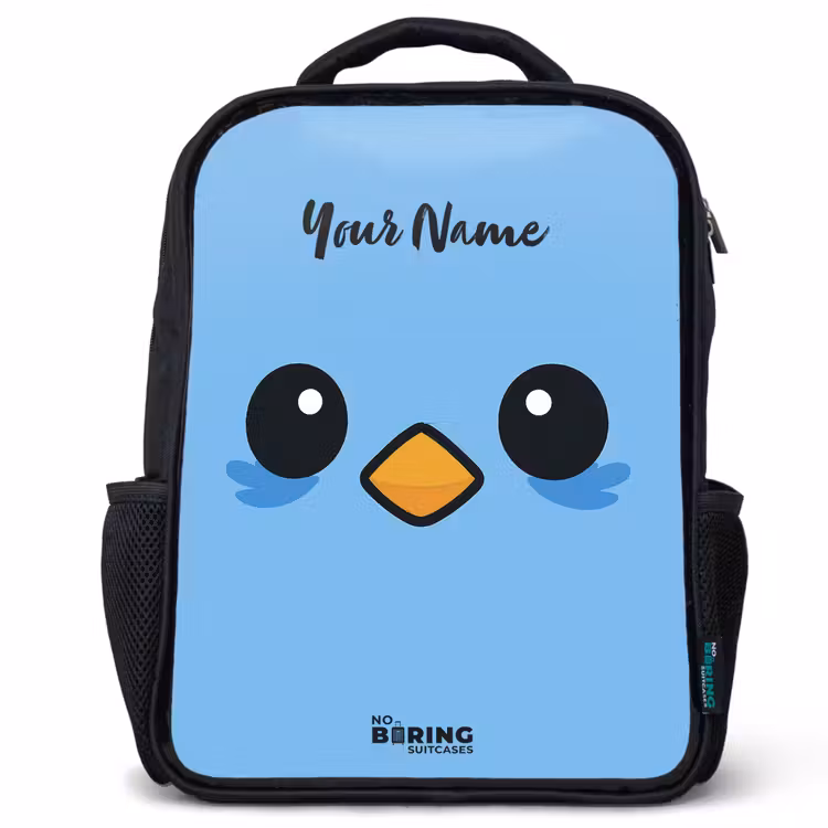 Kids backpack - Black - Kawai - Bird - Blue — 1
