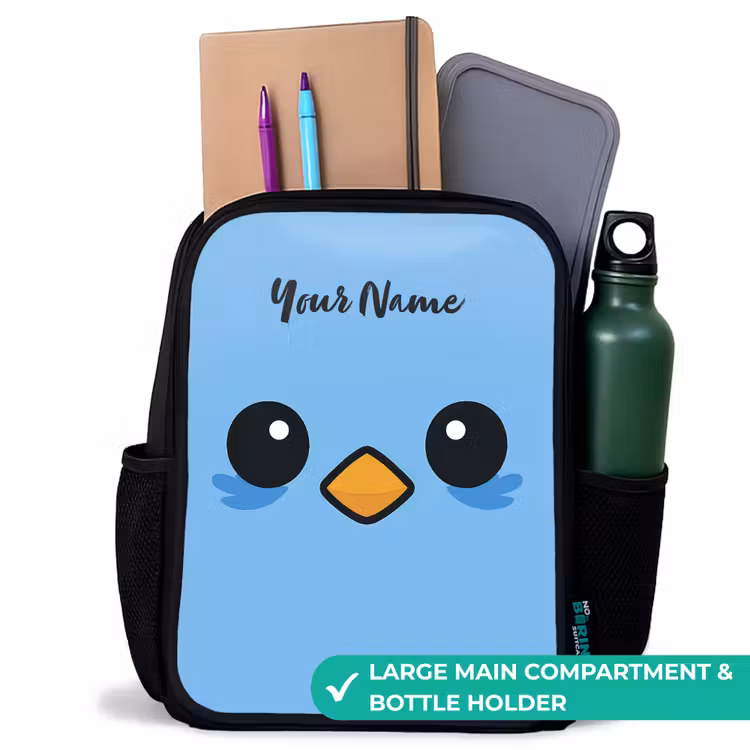 Kids backpack - Black - Kawai - Bird - Blue — 10