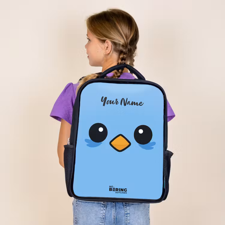 Kids backpack - Black - Kawai - Bird - Blue — 4