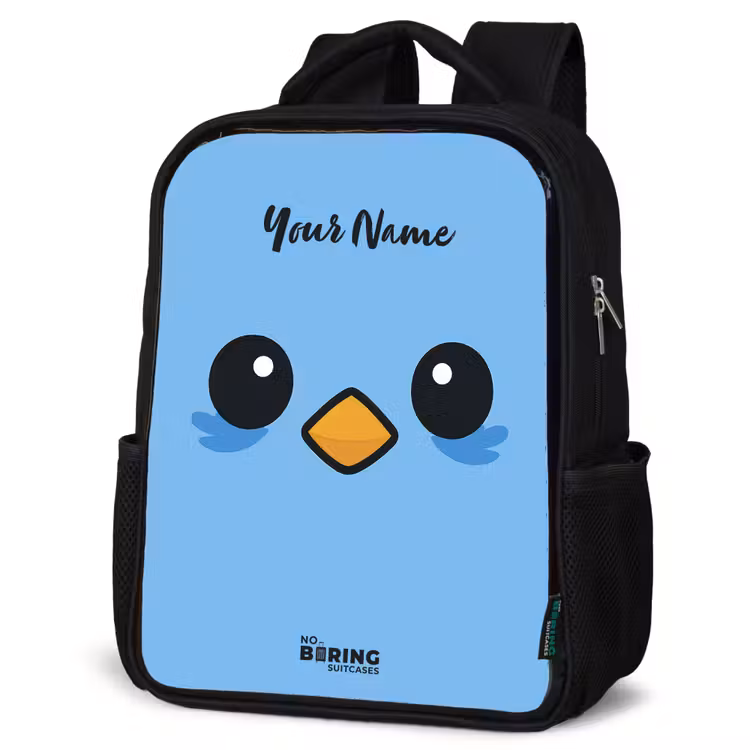 Kids backpack - Black - Kawai - Bird - Blue — 6