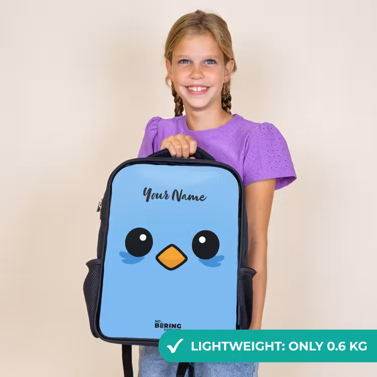 Kids backpack - Black - Kawai - Bird - Blue — 9