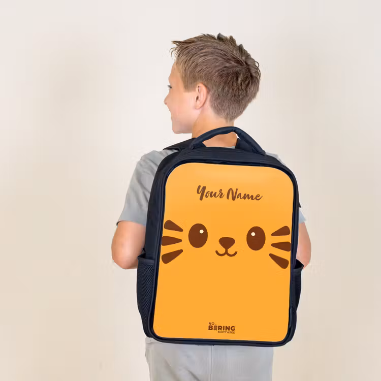 Kids backpack - Black - Kawai - Tiger - Orange — 2