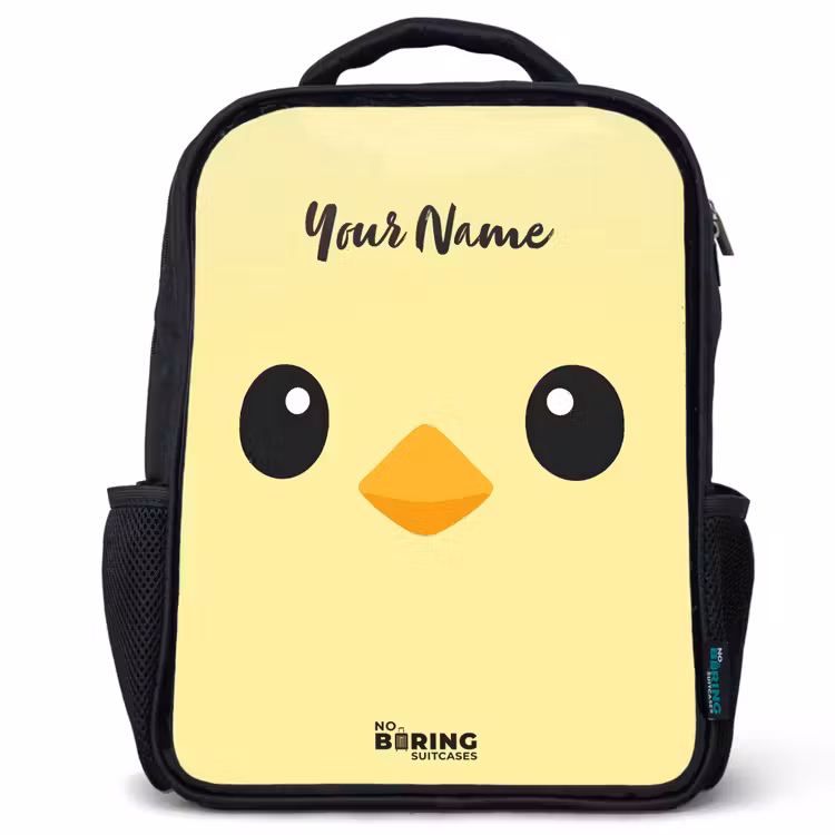 Kids backpack - Black - Kawai - Chick - Yellow — 1