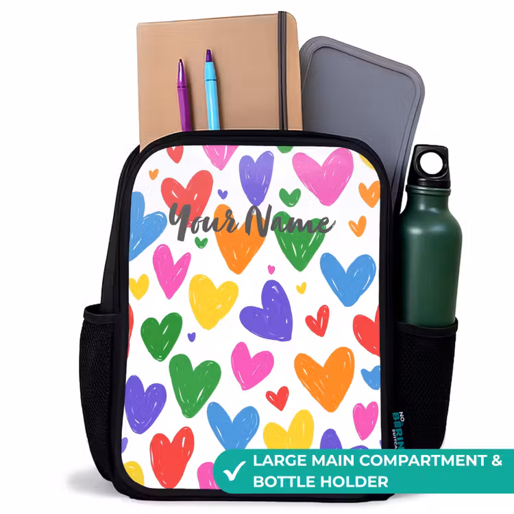 Kids backpack - Black - Colored hearts — 10