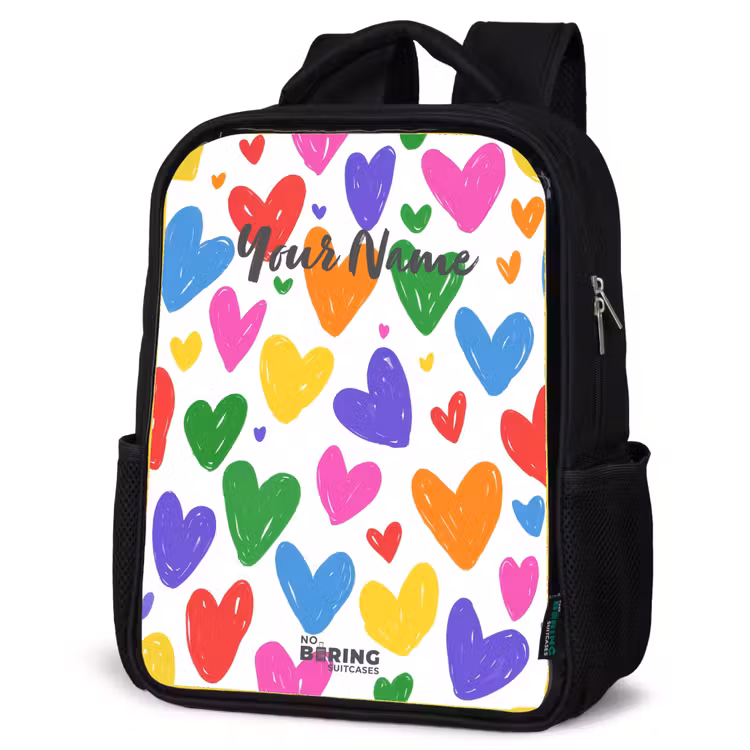 Kids backpack - Black - Colored hearts — 6