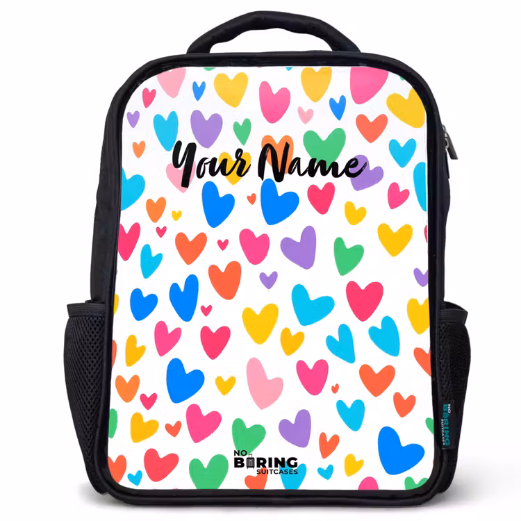 Kids backpack - Black - Colored hearts — 1