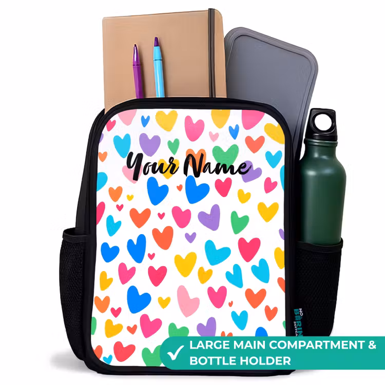 Kids backpack - Black - Colored hearts — 10