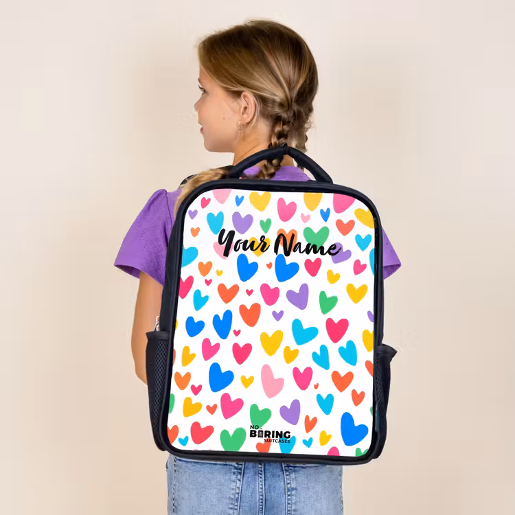 Kids backpack - Black - Colored hearts — 4
