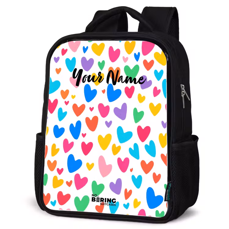 Kids backpack - Black - Colored hearts — 6