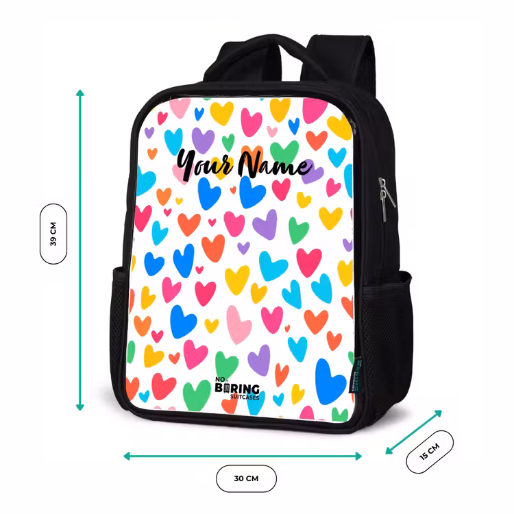 Kids backpack - Black - Colored hearts — 8