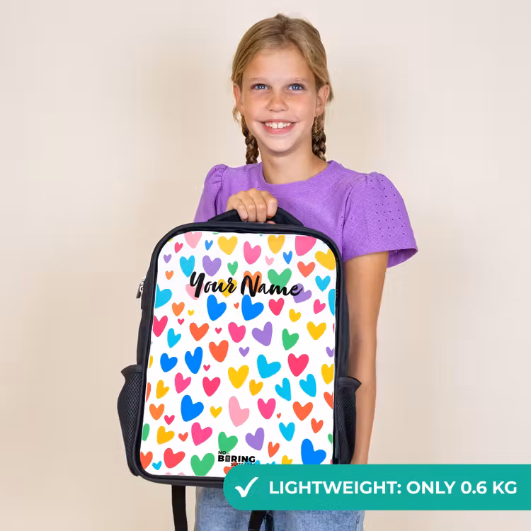Kids backpack - Black - Colored hearts — 9