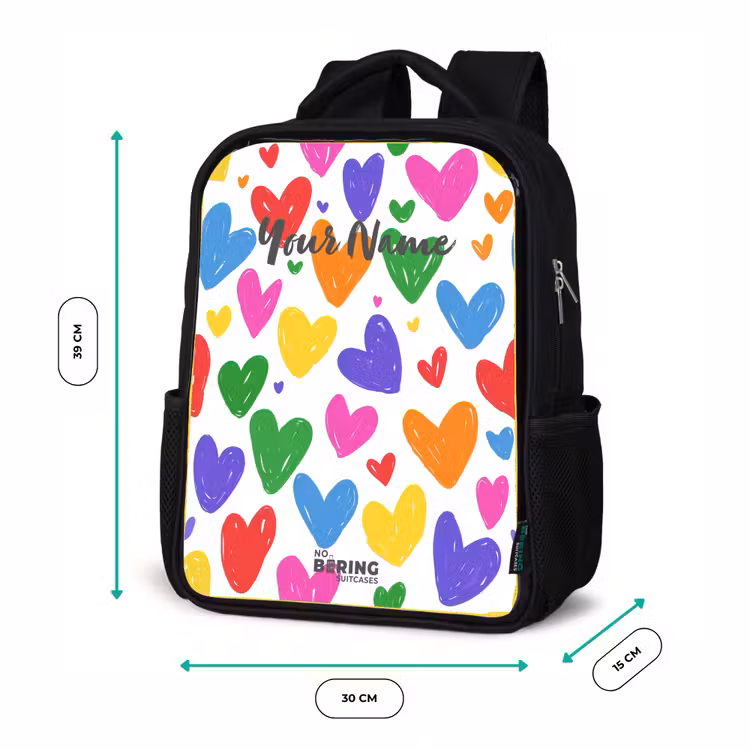 Kids backpack - Black - Colored hearts — 8