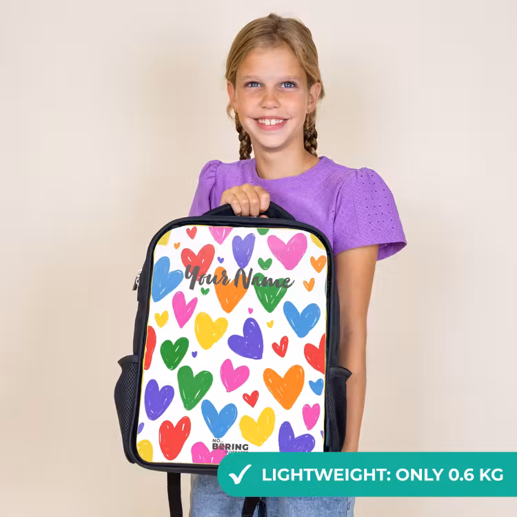 Kids backpack - Black - Colored hearts — 9