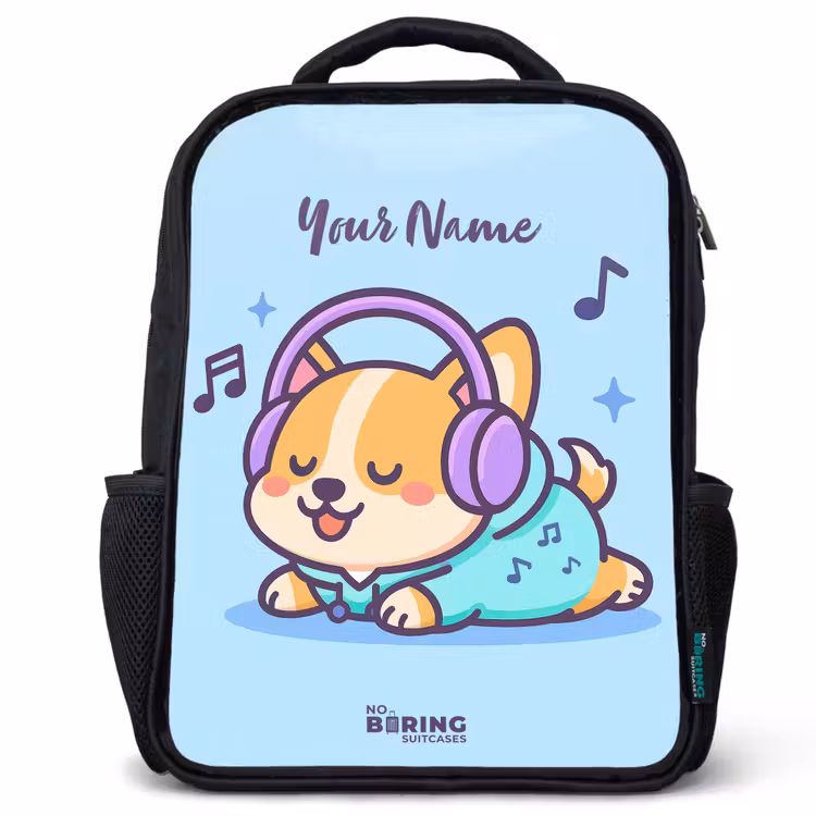 Kids backpack - Black - Kawai - Dog - Music — 1