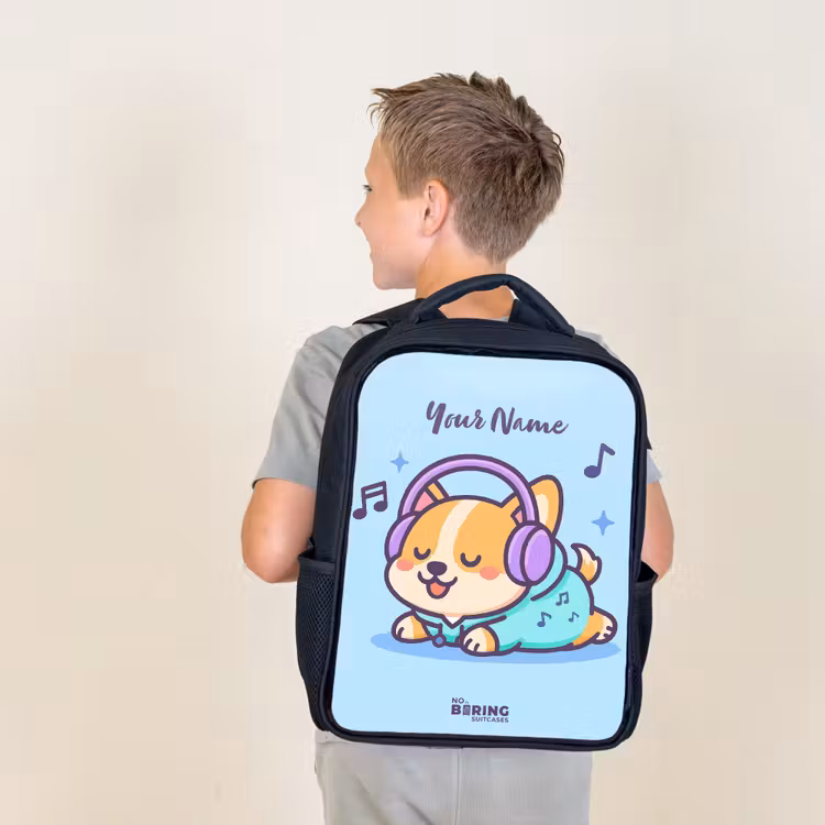 Kids backpack - Black - Kawai - Dog - Music — 2