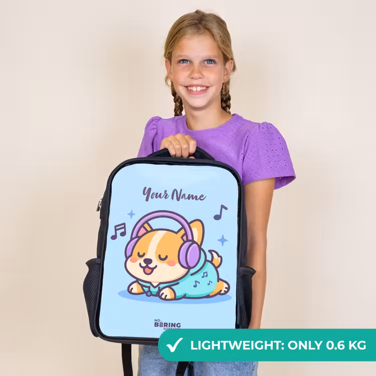 Kids backpack - Black - Kawai - Dog - Music — 9