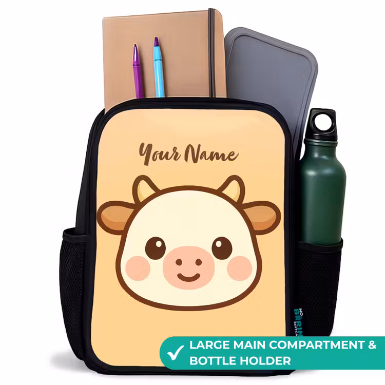 Kids backpack - Black - Kawai - Cow - Brown — 10