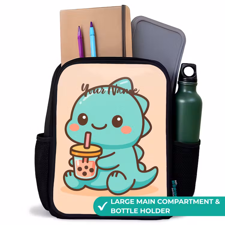 Kids backpack - Black - Kawai - Dino - Bubbletea — 10